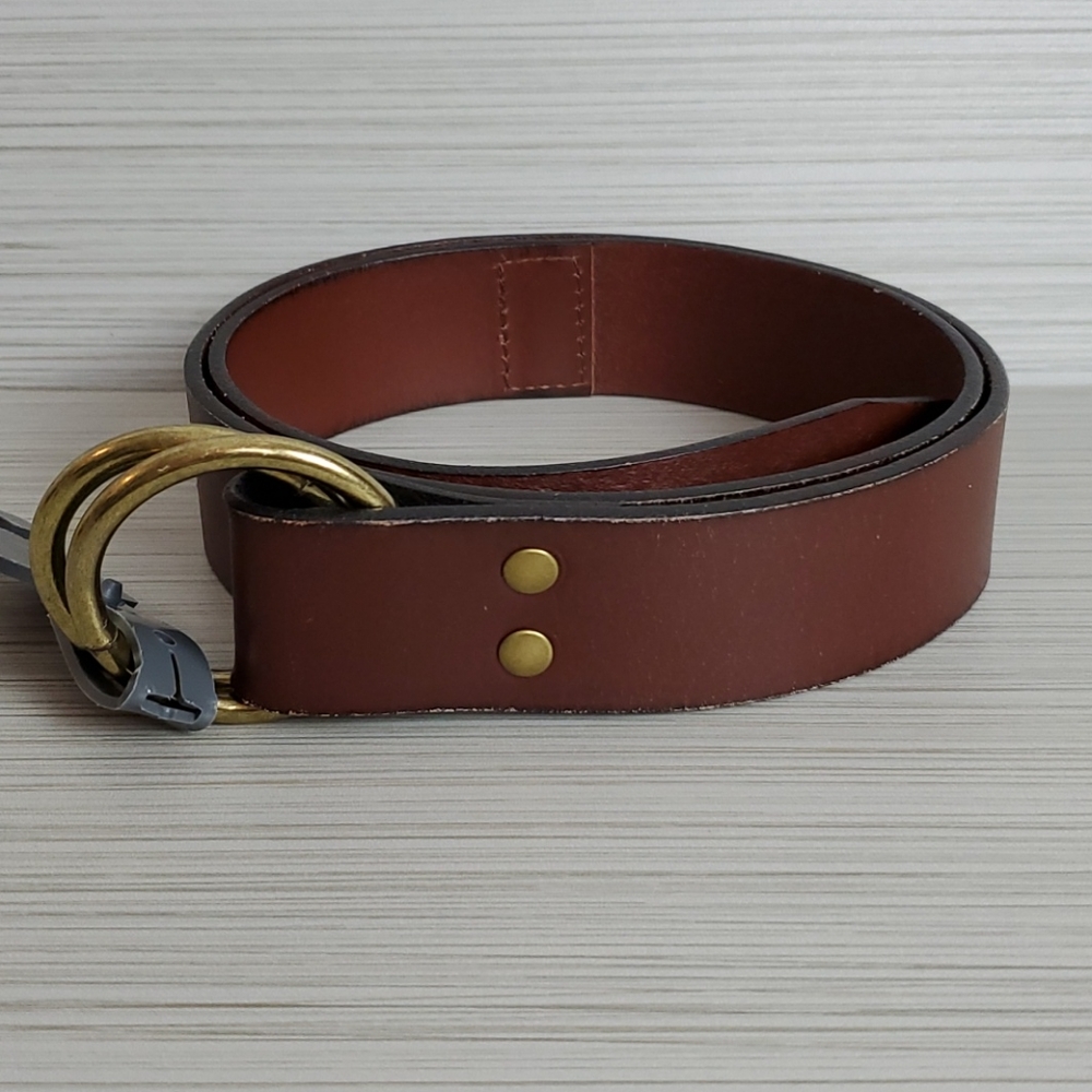 NWT 1901 Men's Brown Leather D-ring Buckle Belt 32